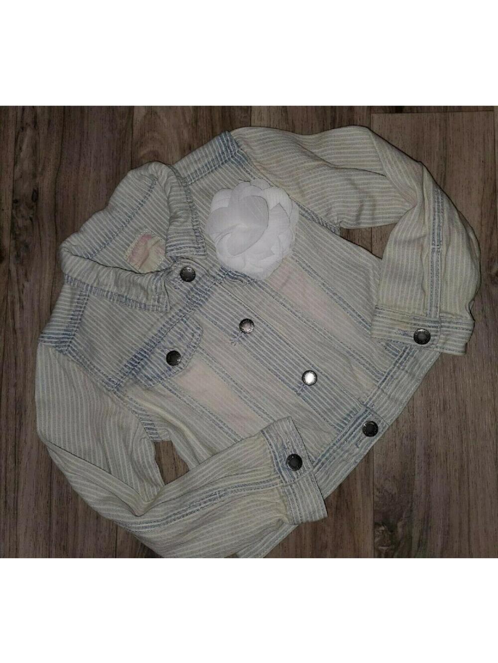Girls 4t Oshkosh Light Denim Jean Jacket Striped Dressy